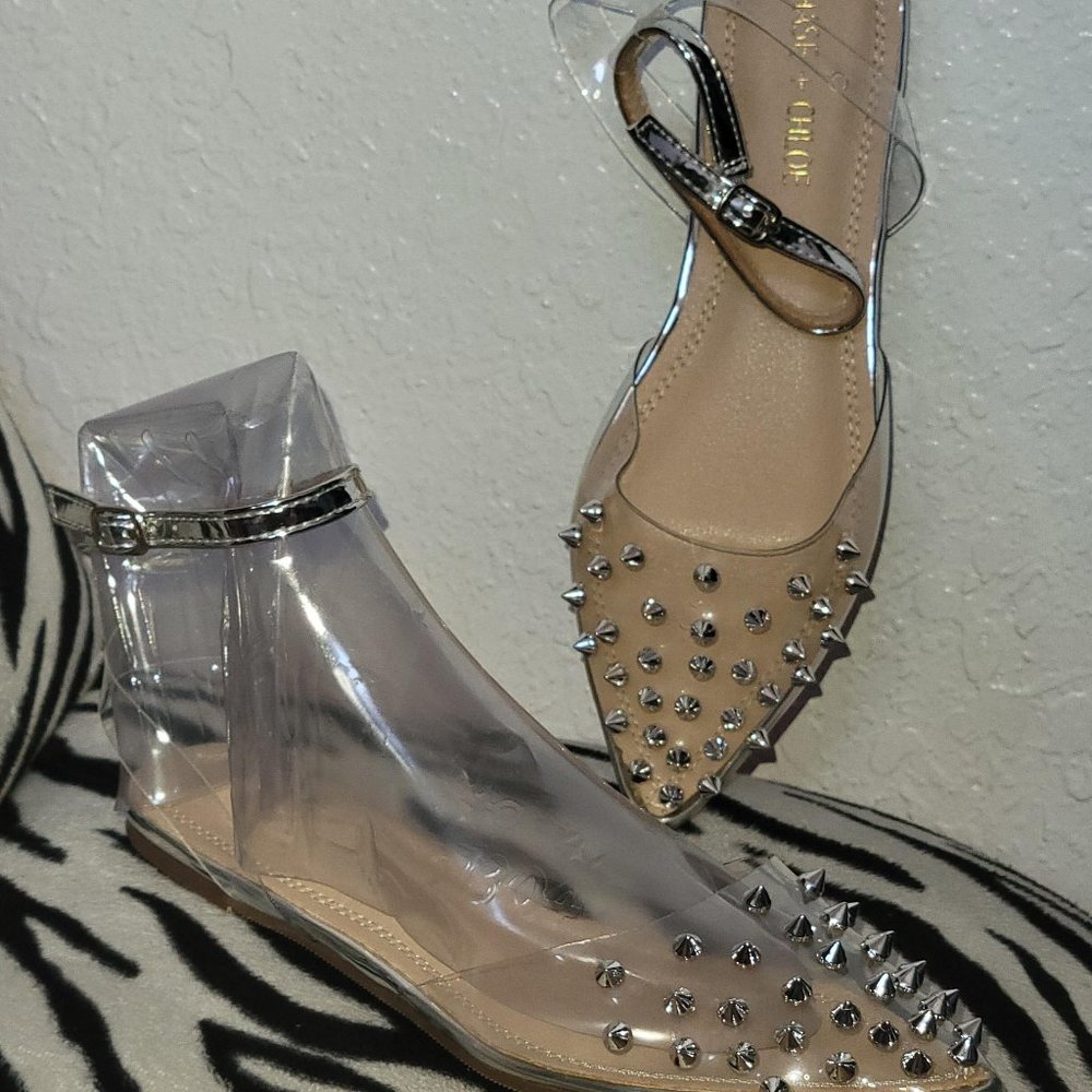 CHASE+CHLOE  DALENA 12  SILVER/CLEAR SIZE: 5.5 & 7 SANDALS